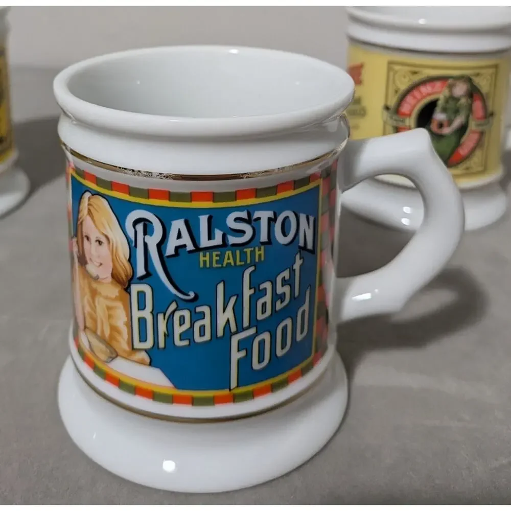 Vtg Lot of 5 Franklin Mint The Corner Store Mugs - Heinz Ralston Ceresota 1980s